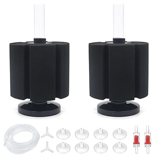 ALEGI 2 Pcs Large Sponge Filter Kit with Airline Tubing, Air Pump Valves, Suction Cups for 125 Gallon Tank